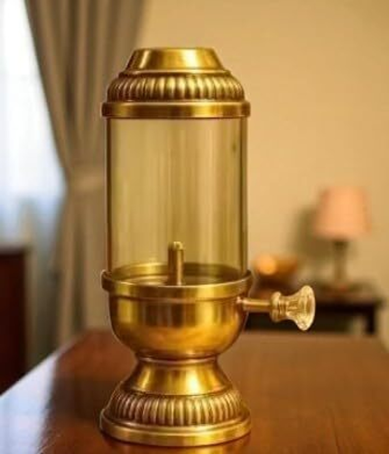 Image of MLS HANDICRAFTS Divya Jyot Adjustable Brass Oil Lamp Brass Table Diya (Height: 8.75 inch)