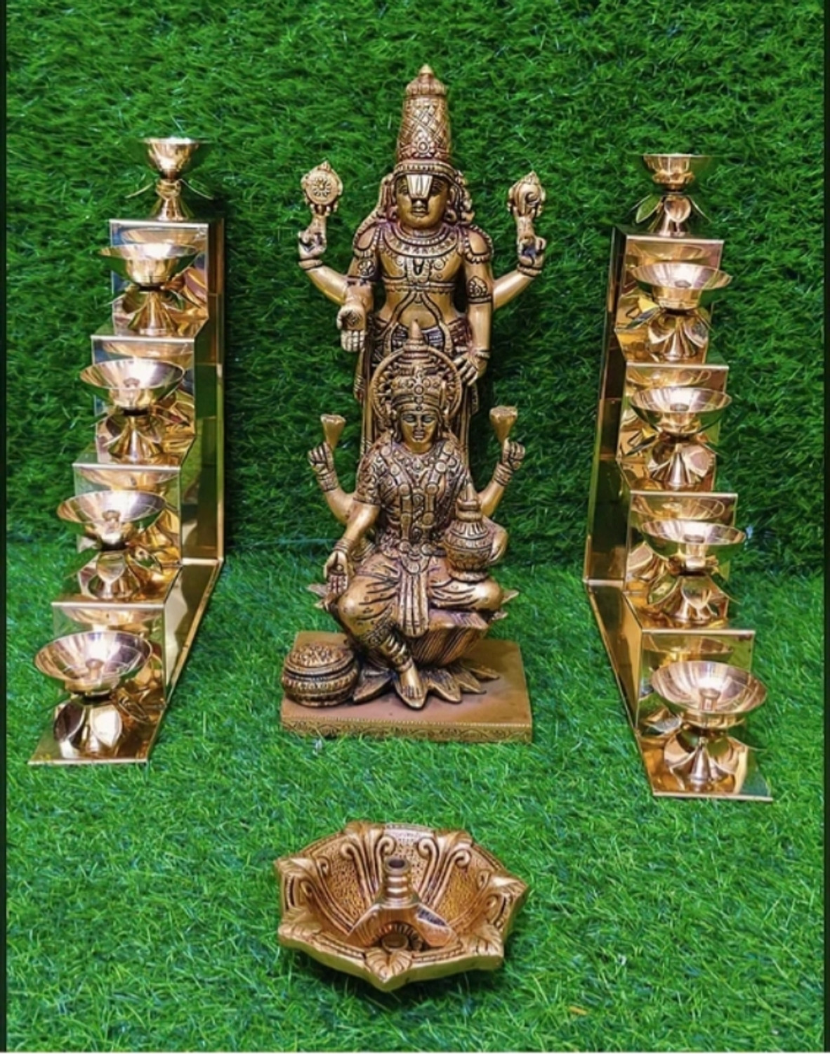 Image of MLS HANDICRAFTS Divya Jyot Adjustable Brass Oil Lamp Brass Table Diya (Height: 8.75 inch)