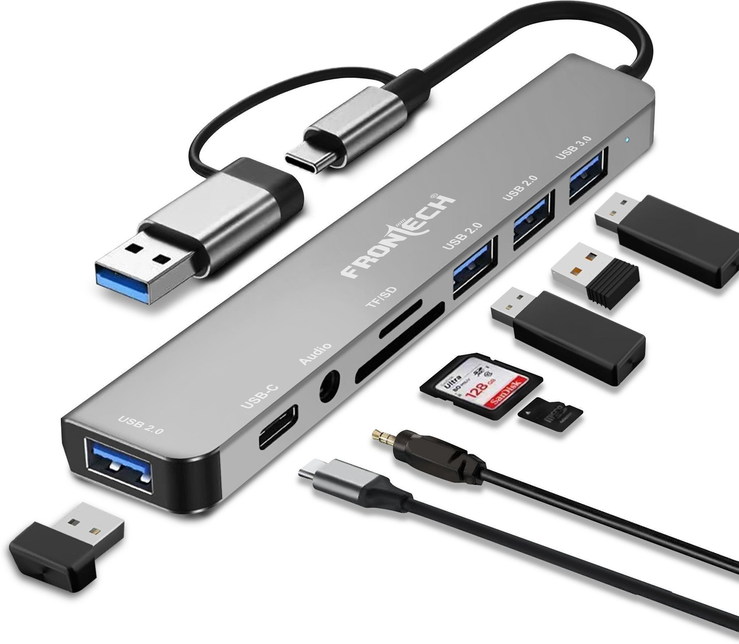 Image of EVM 4K HDMI, 2X USB 3.0, RJ45 Ethernet, 5-in-1 HUB with Type C Input - High-Speed Data Transfer with Multiport HUB Docking Station (Grey)