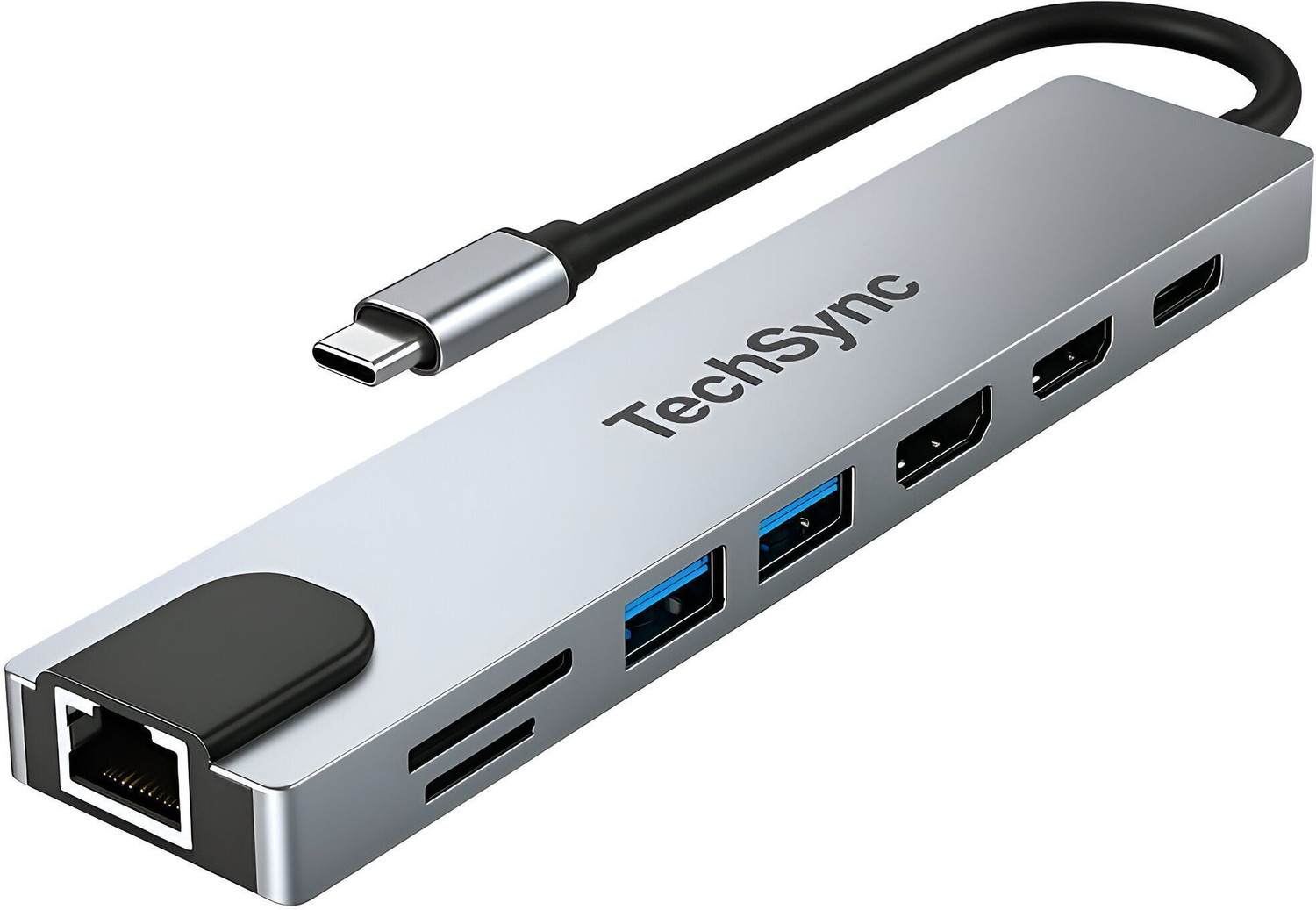 Image of EVM 4K HDMI, 2X USB 3.0, RJ45 Ethernet, 5-in-1 HUB with Type C Input - High-Speed Data Transfer with Multiport HUB Docking Station (Grey)