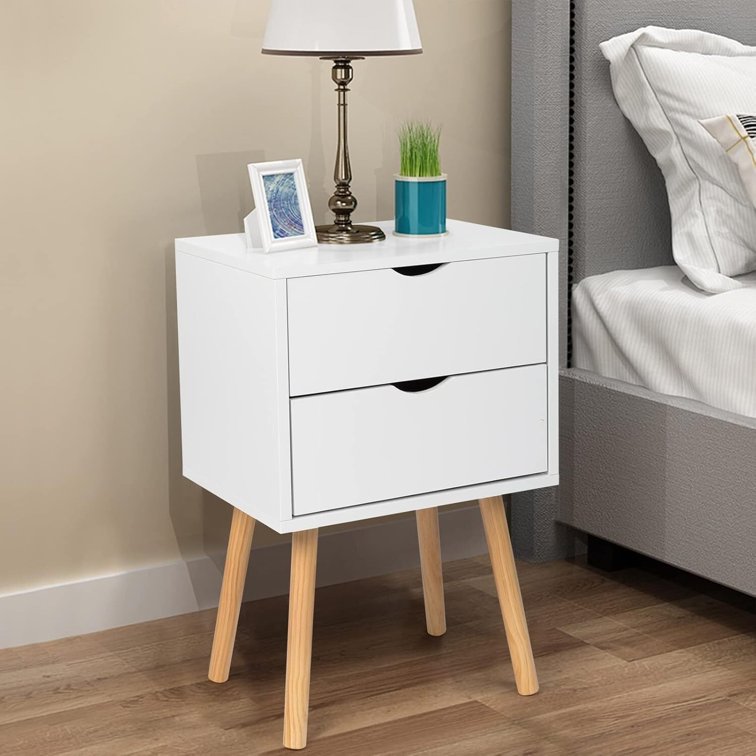 Image of imm crafts Solid Wood Side Table (Finish Color - white, Pre-assembled)