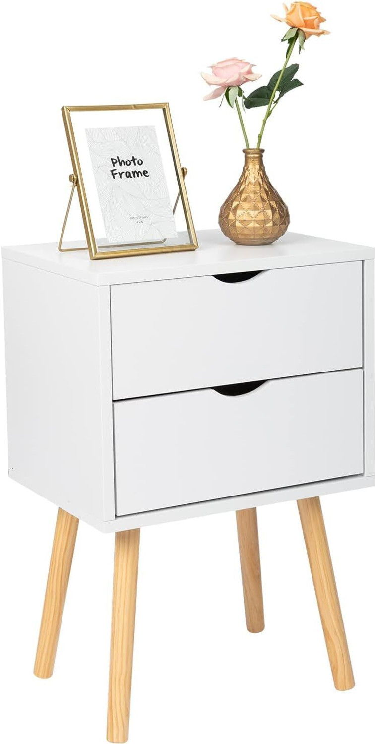 Image of imm crafts Solid Wood Side Table (Finish Color - white, Pre-assembled)