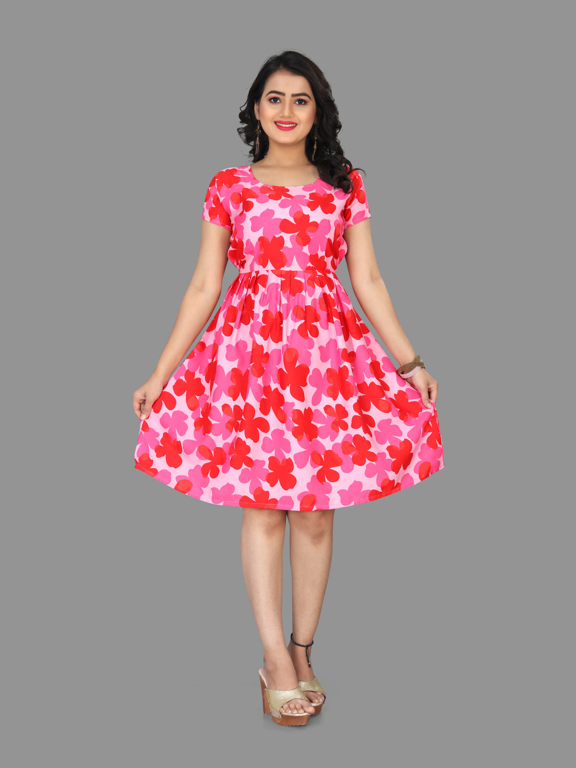 Image of Oomph! Women A-line Orange Knee Length Dress