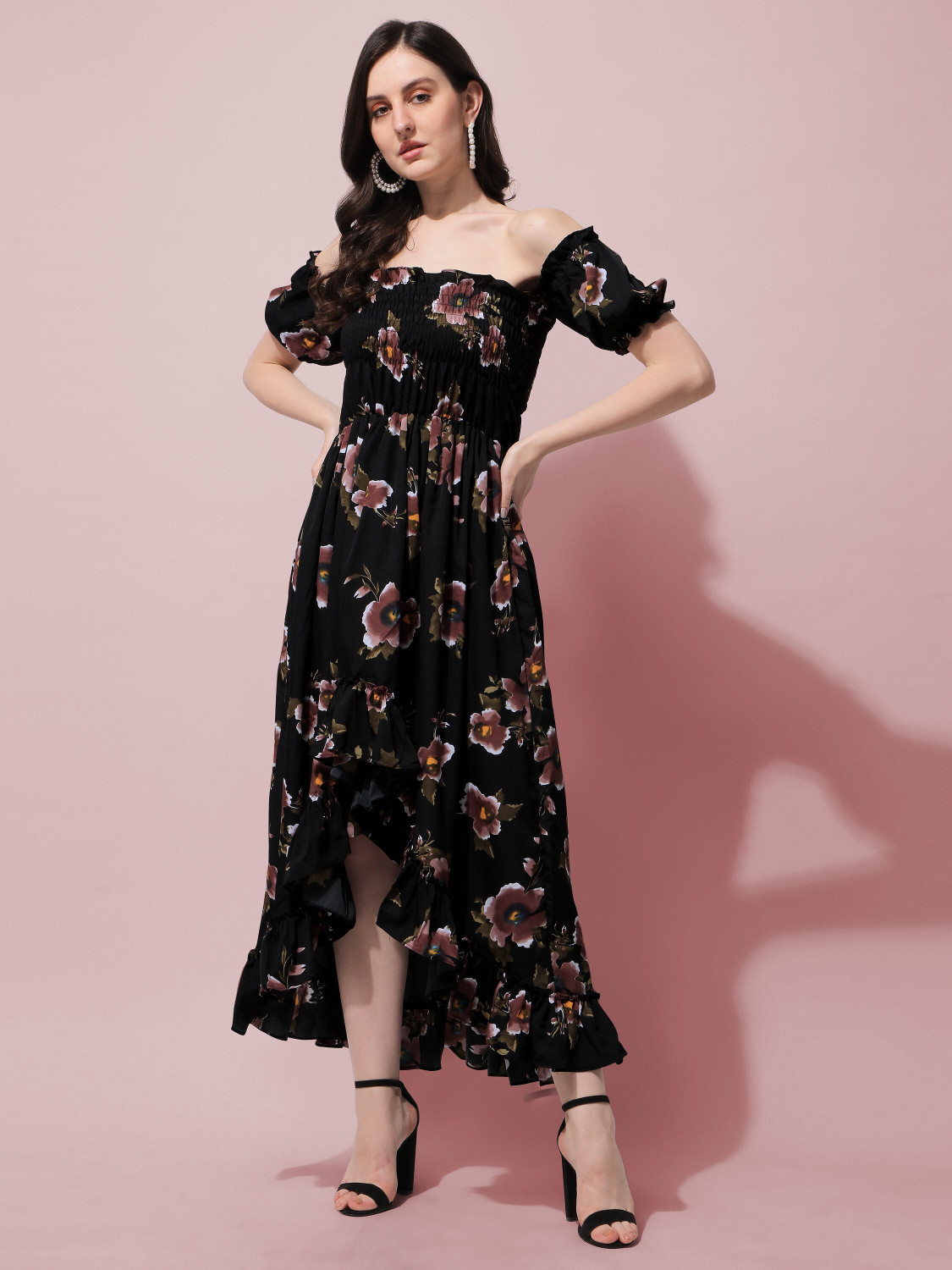 Image of Oomph! Women Ruffled Multicolor Knee Length Dress