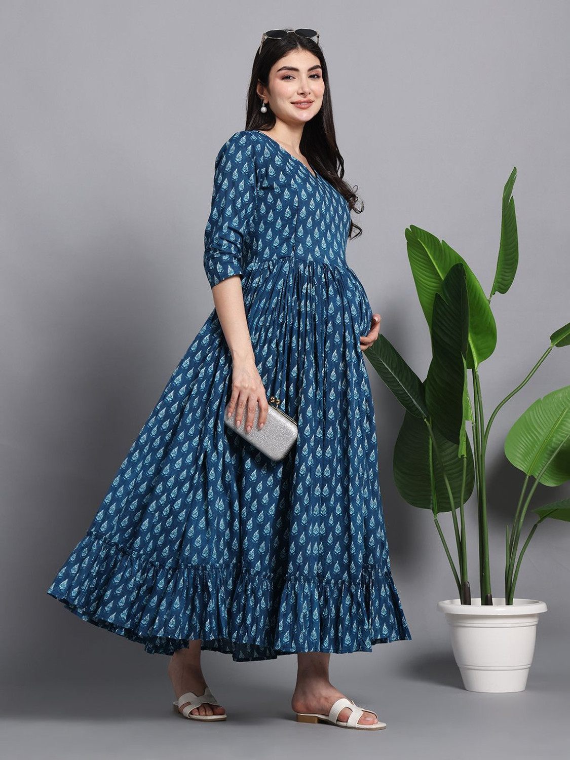 Image of Smartgod Women Fit and Flare Multicolor Maxi /Full Length Dress
