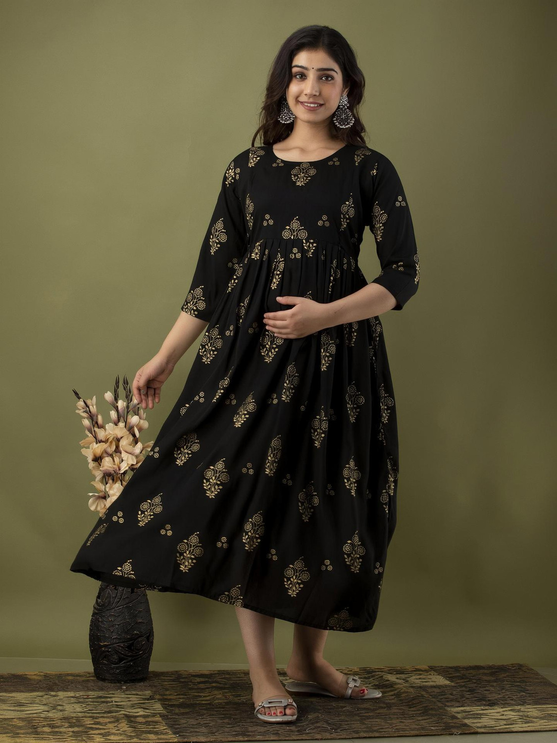 Image of Smartgod Women Fit and Flare Multicolor Maxi /Full Length Dress