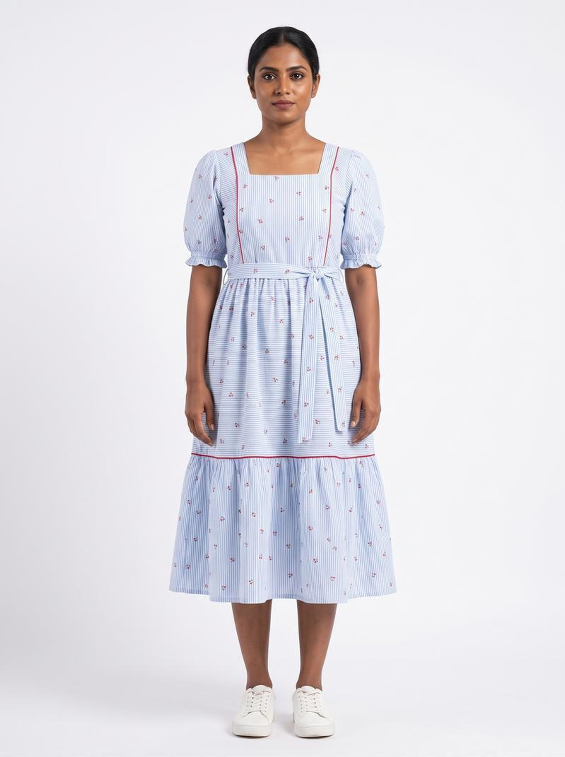 Image of BRINNS Women A-line White Knee Length Dress