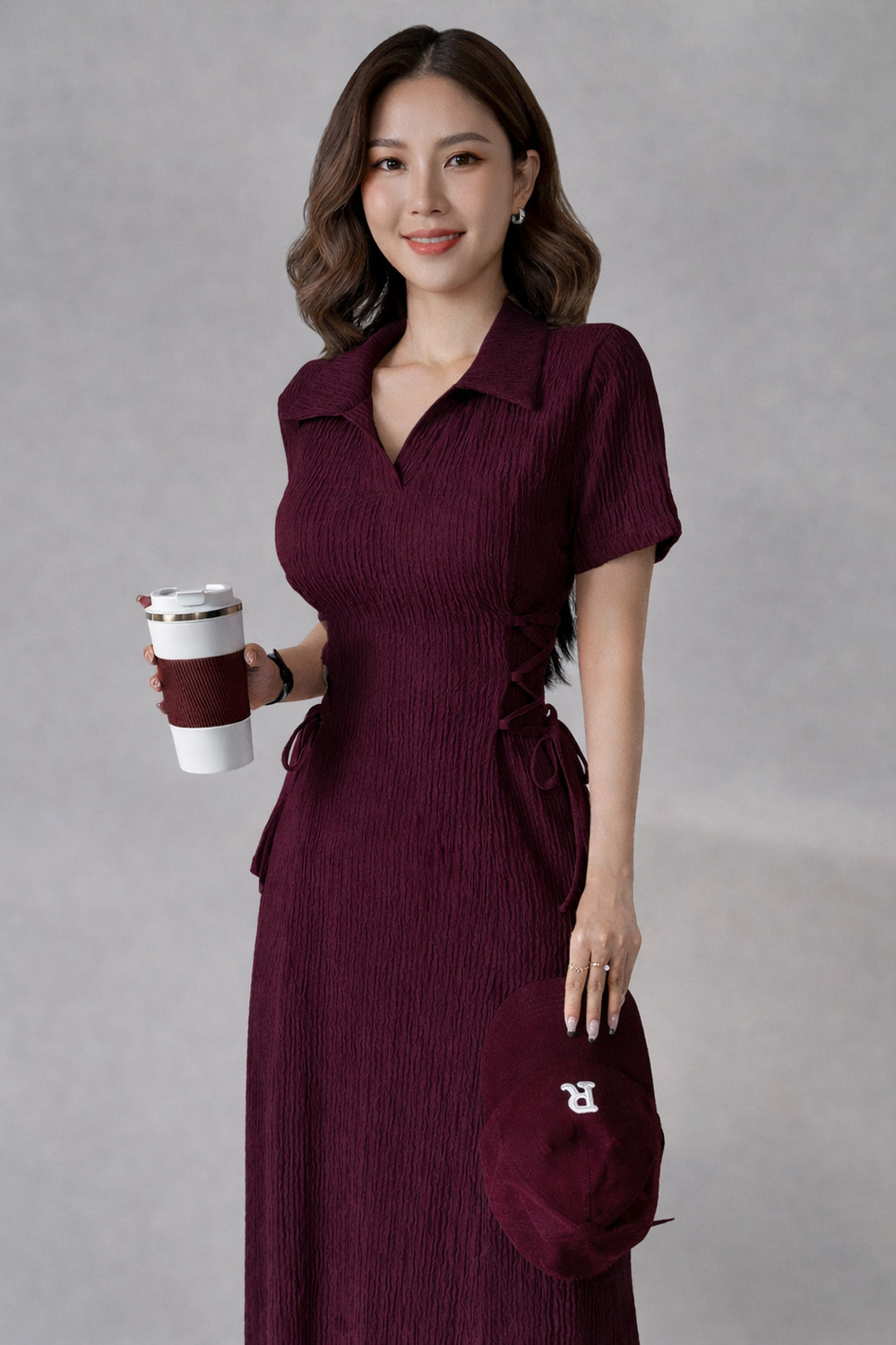 Deklook Women Fit and Flare Maroon Maxi Dress - Image 1