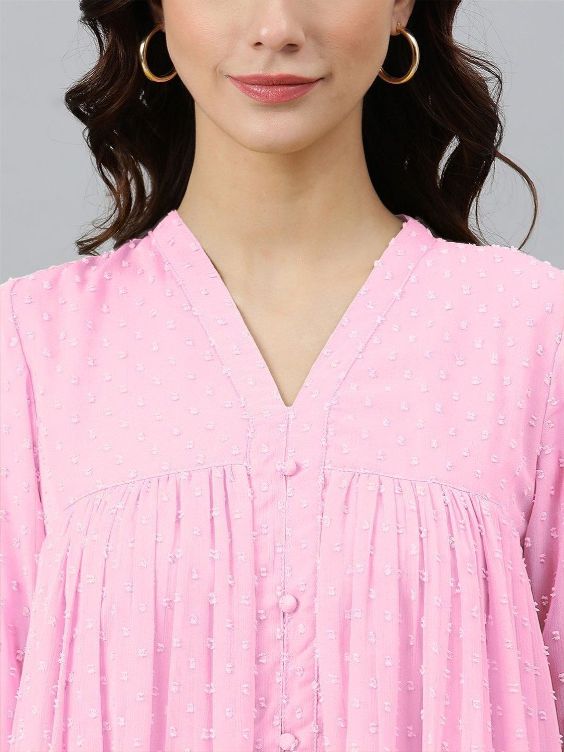 Image of Janasya Women A-line Pink Midi /Calf Length Dress