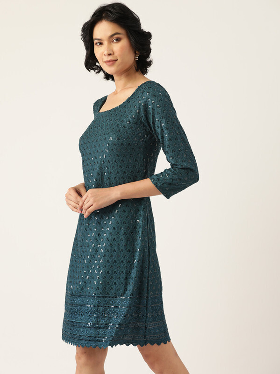 Image of BRINNS Women A-line Blue Knee Length Dress