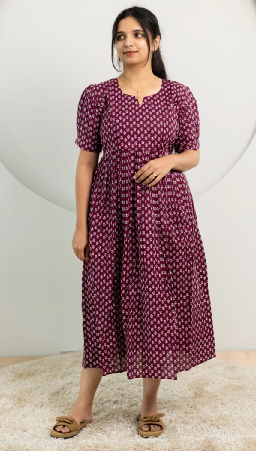Image of Benicia Texthub Women A-line Maroon Above Knee /Mid Thigh Length Dress