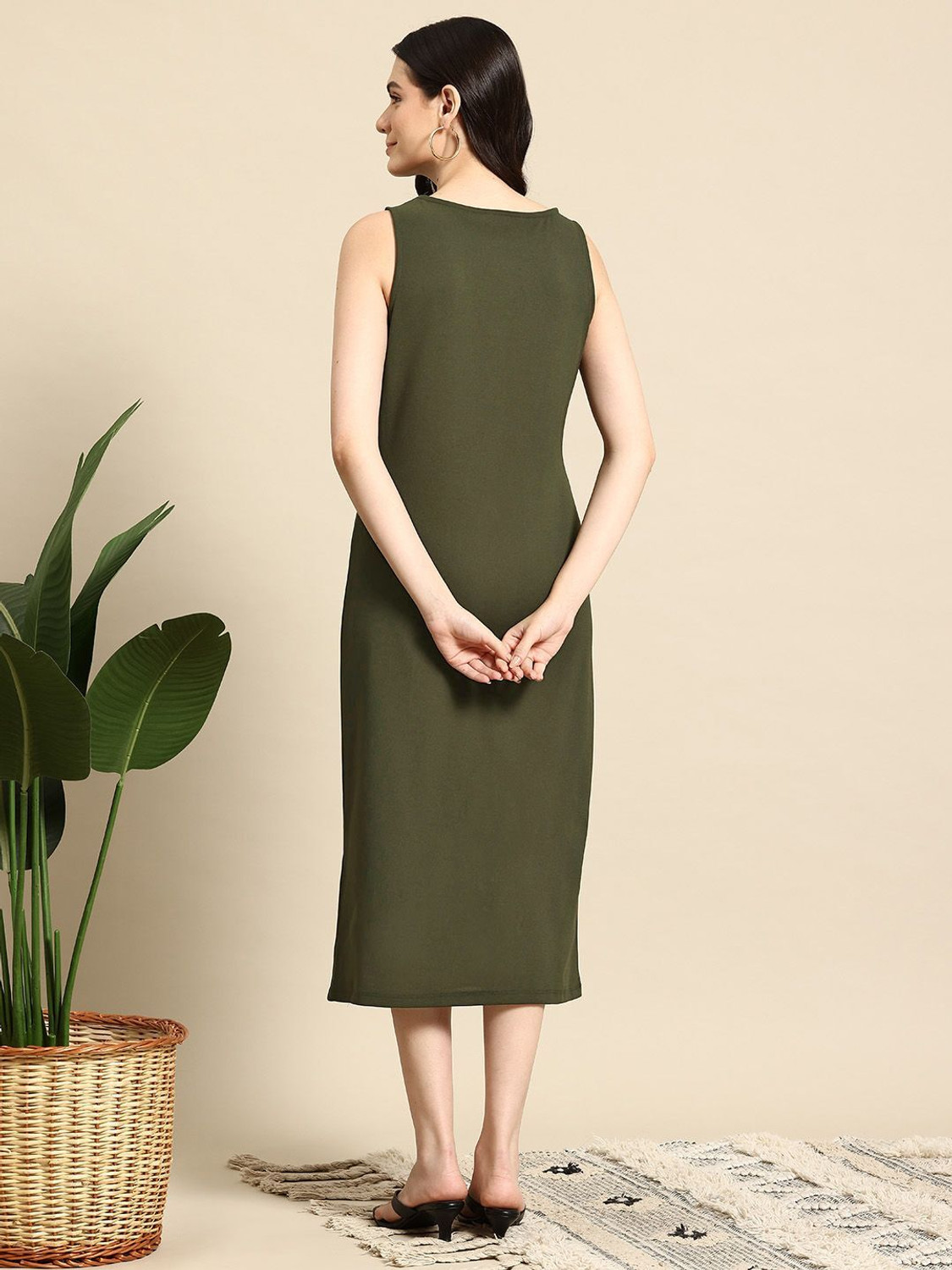 Image of Mast & Harbour Women Sheath Green Midi /Calf Length Dress