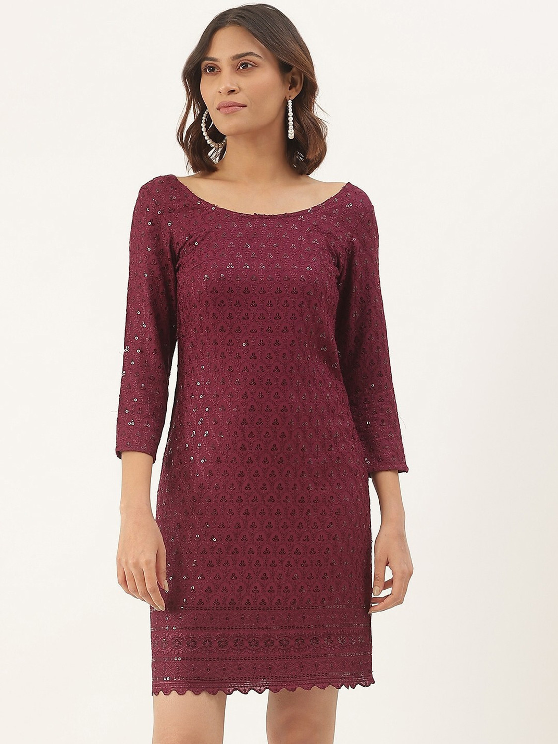 Image of BRINNS Women A-line Purple Knee Length Dress