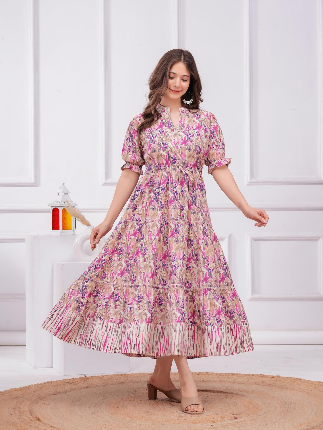 Image of Shopaxis Women Fit and Flare Maroon Maxi /Full Length Dress