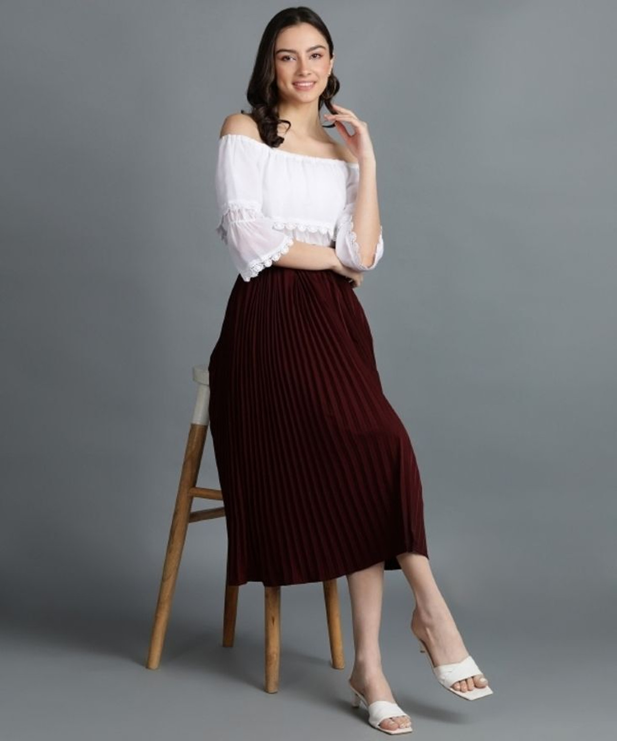 Image of Oomph! Women Ruffled Purple Midi /Calf Length Dress