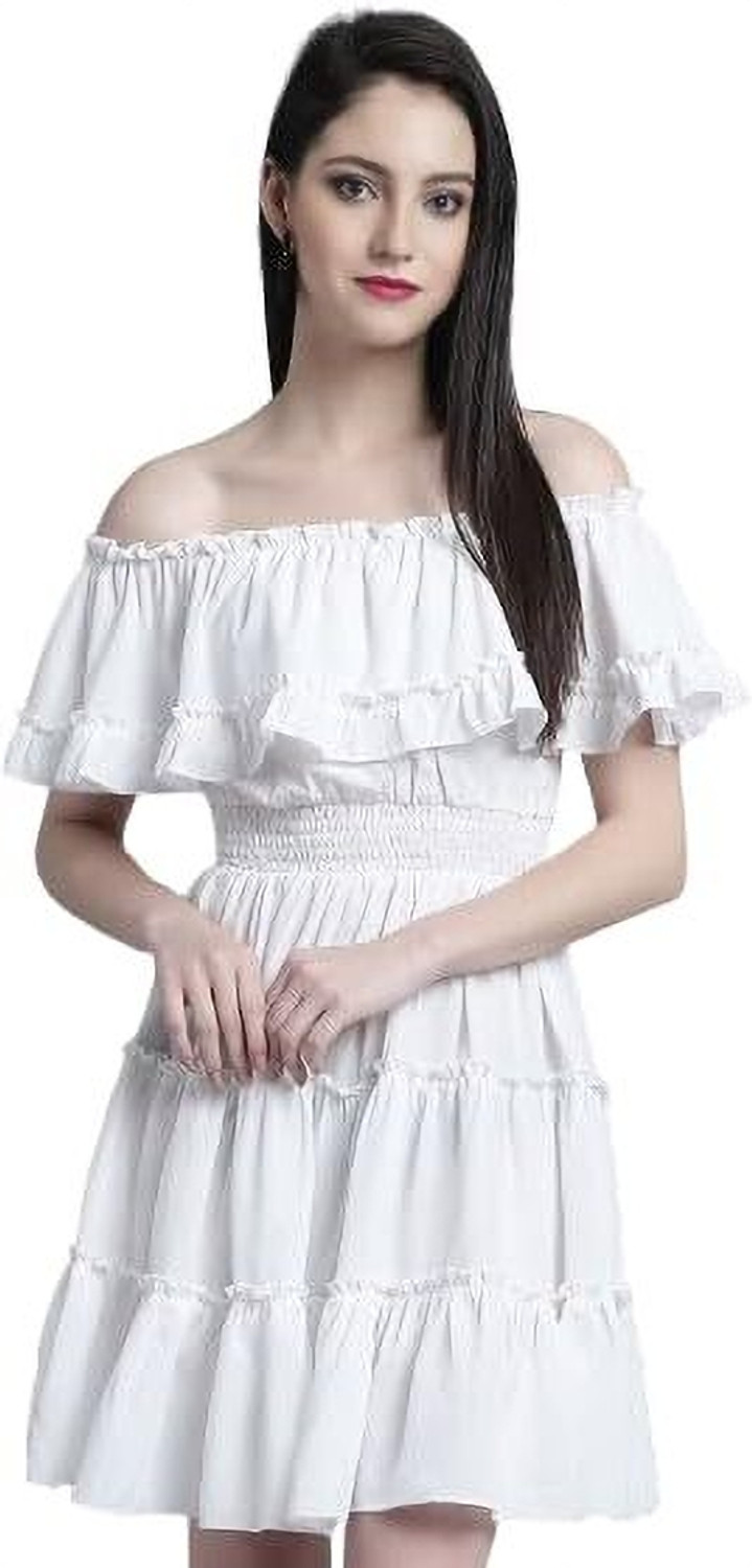 Image of Oomph! Women Ruffled Purple Midi /Calf Length Dress