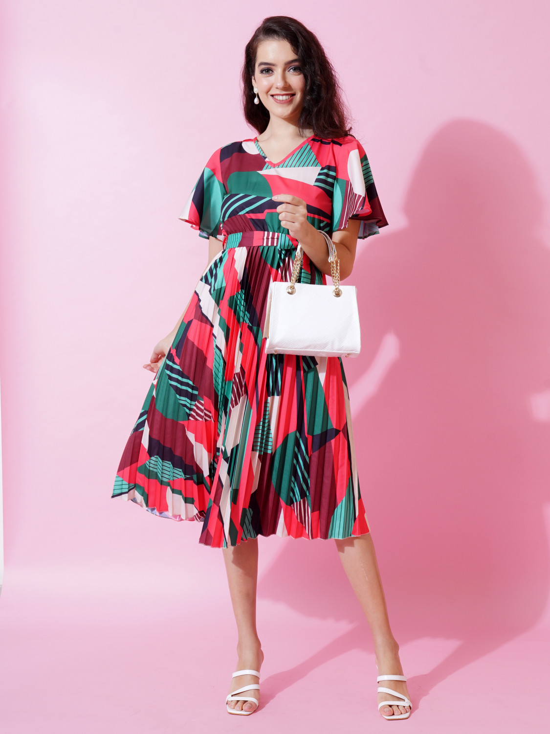 Image of OTABU Women A-line Multicolor Midi /Calf Length Dress