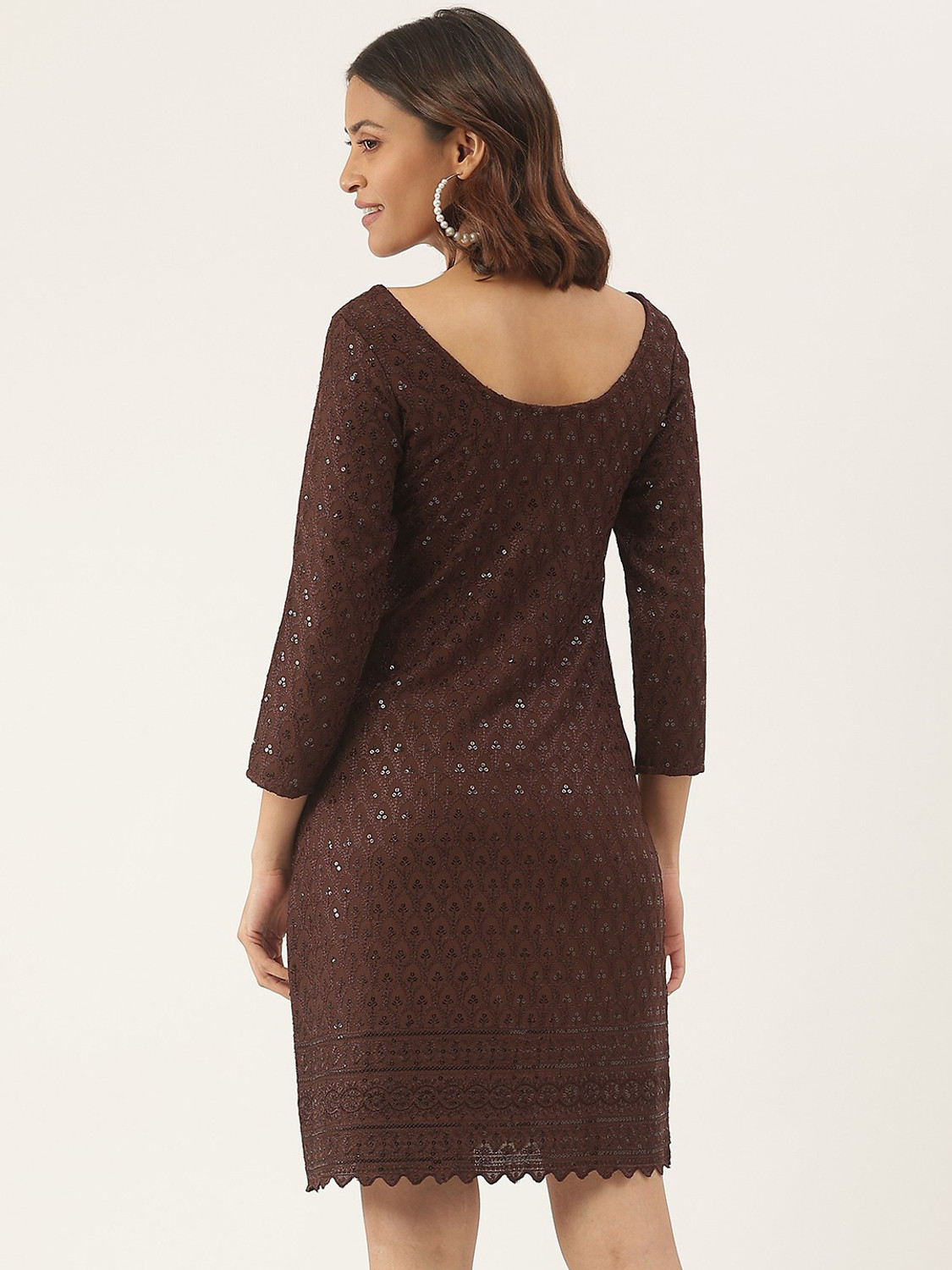 Image of BRINNS Women A-line Brown Knee Length Dress
