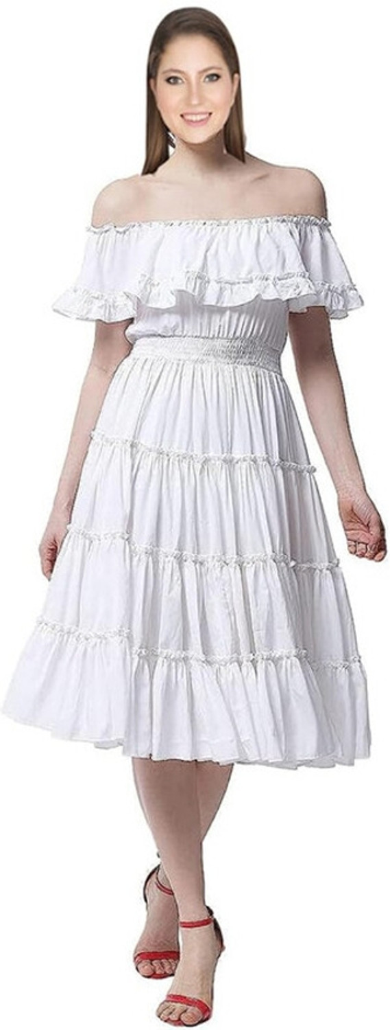 Image of Oomph! Women Ruffled Purple Midi /Calf Length Dress
