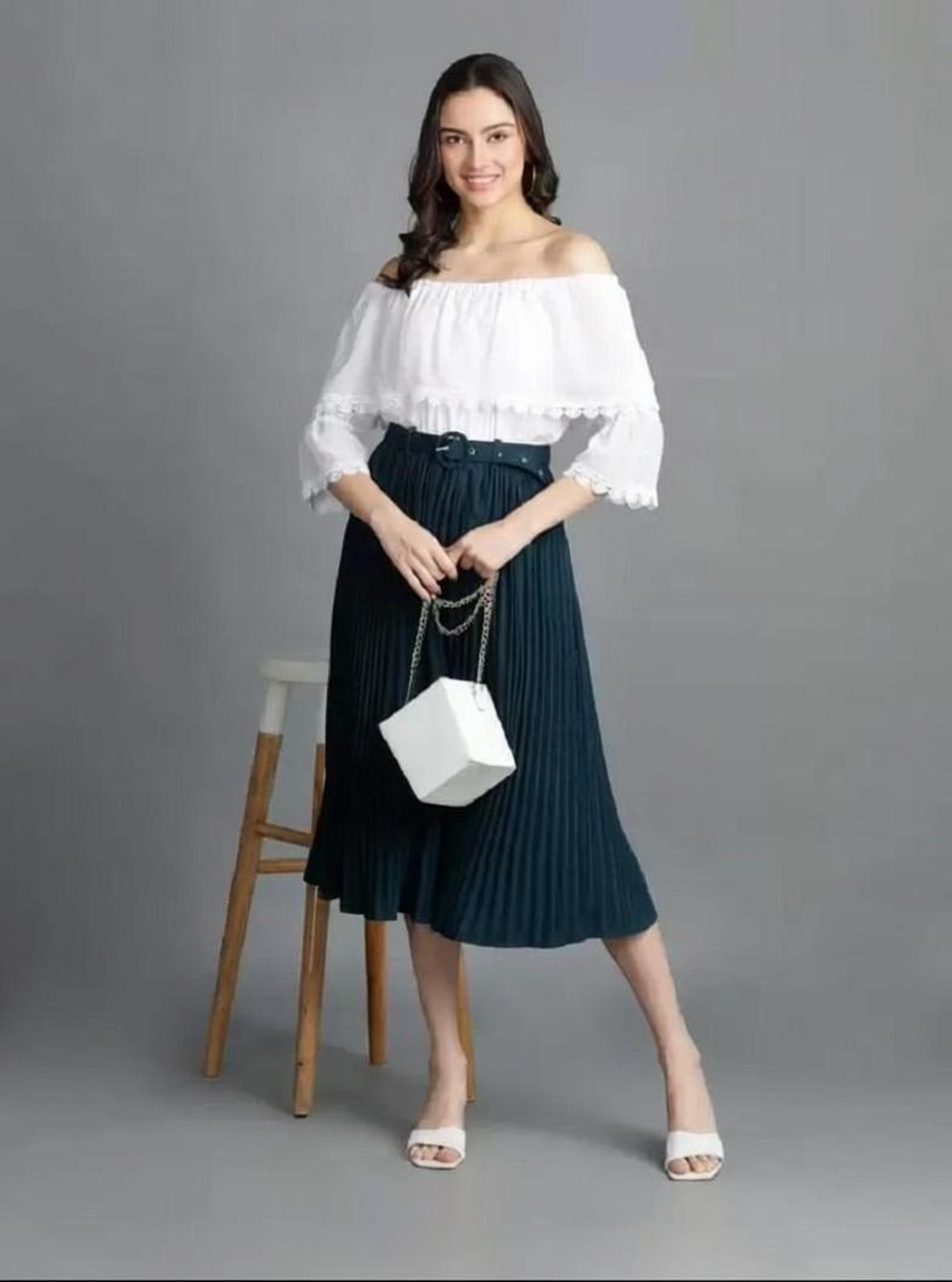 Image of Oomph! Women Ruffled Purple Midi /Calf Length Dress
