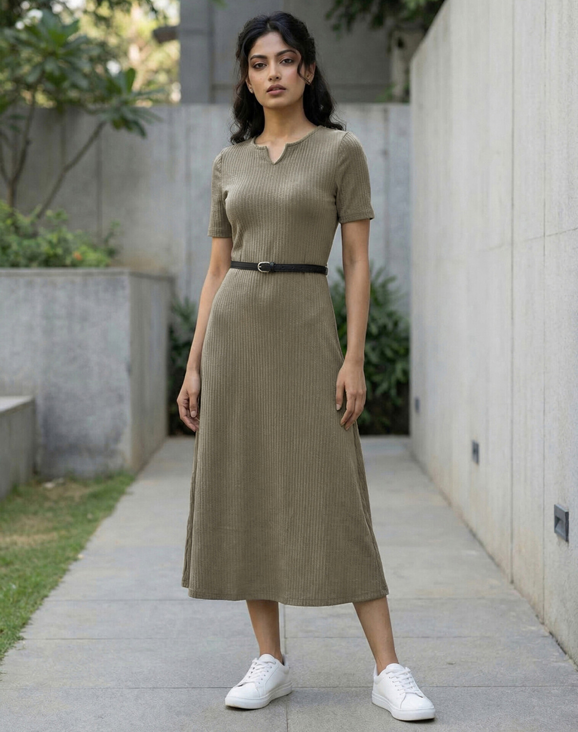 Image of Nyari Wear Women Fit and Flare Maroon Above Knee /Mid Thigh Length Dress