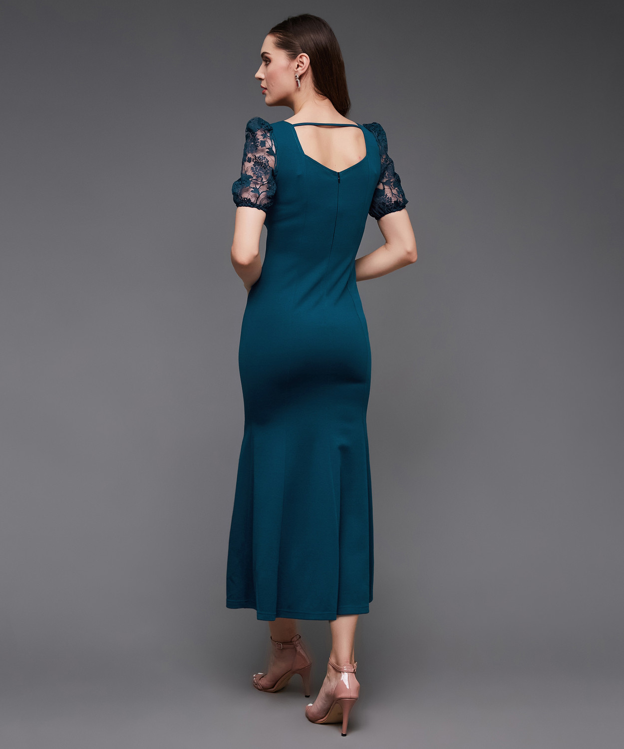 Image of Miss Chase Women A-line Dark Blue, Red Ankle Length Dress