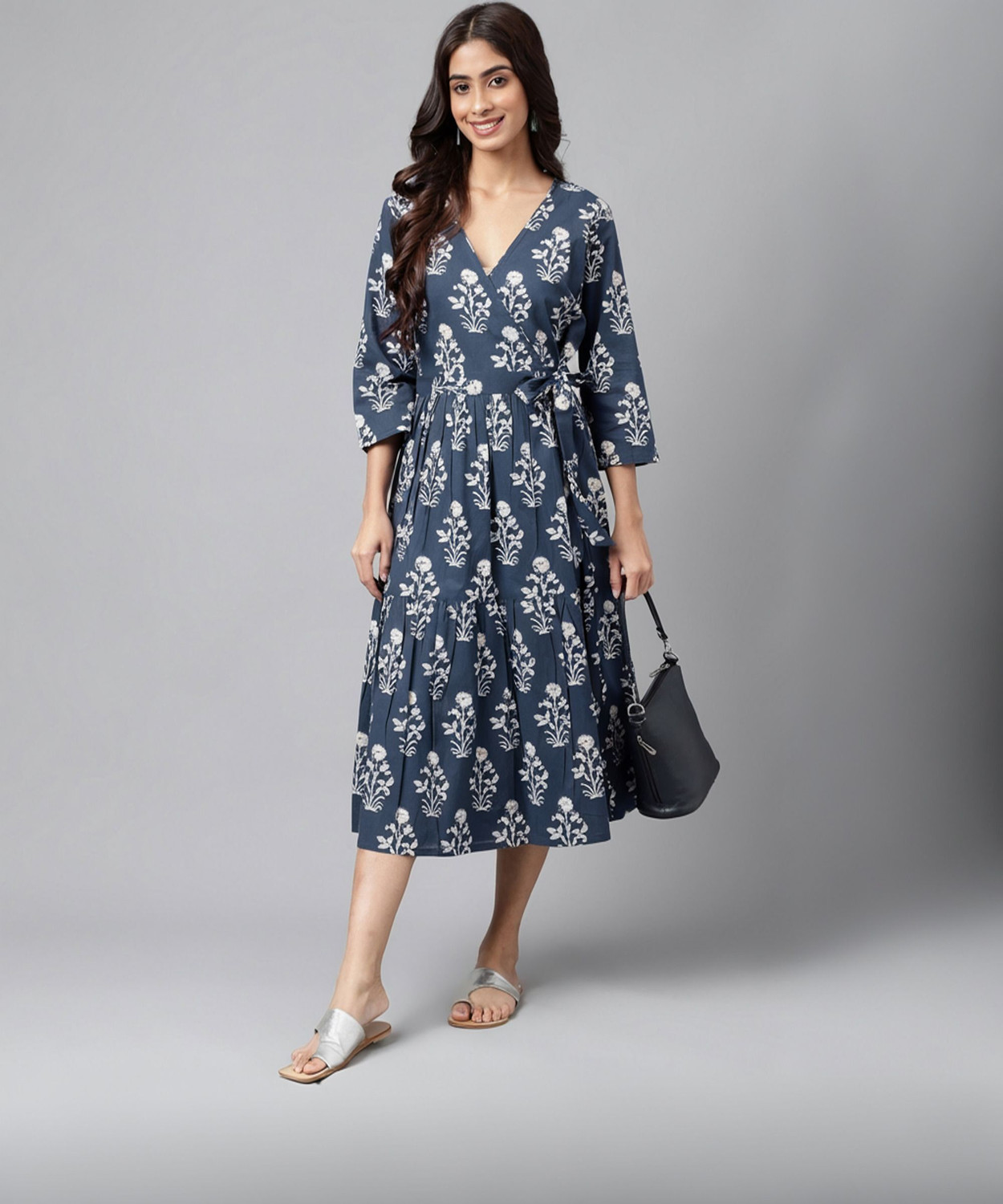 Image of Janasya Women A-line Pink Midi /Calf Length Dress