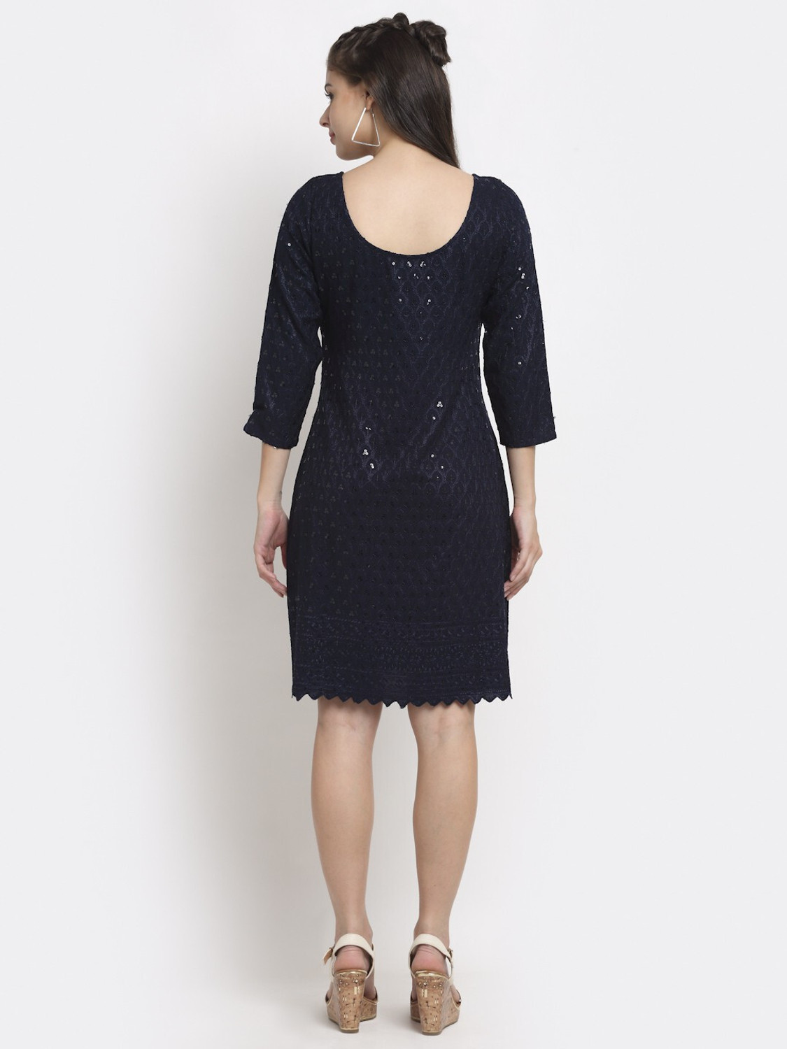Image of BRINNS Women A-line Blue Knee Length Dress