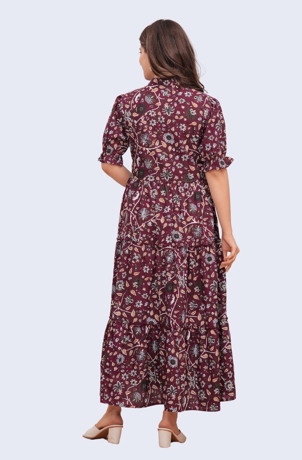 Image of Shopaxis Women Fit and Flare Maroon Maxi /Full Length Dress