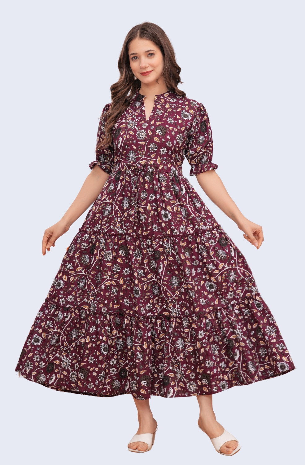 Image of Shopaxis Women Fit and Flare Maroon Maxi /Full Length Dress