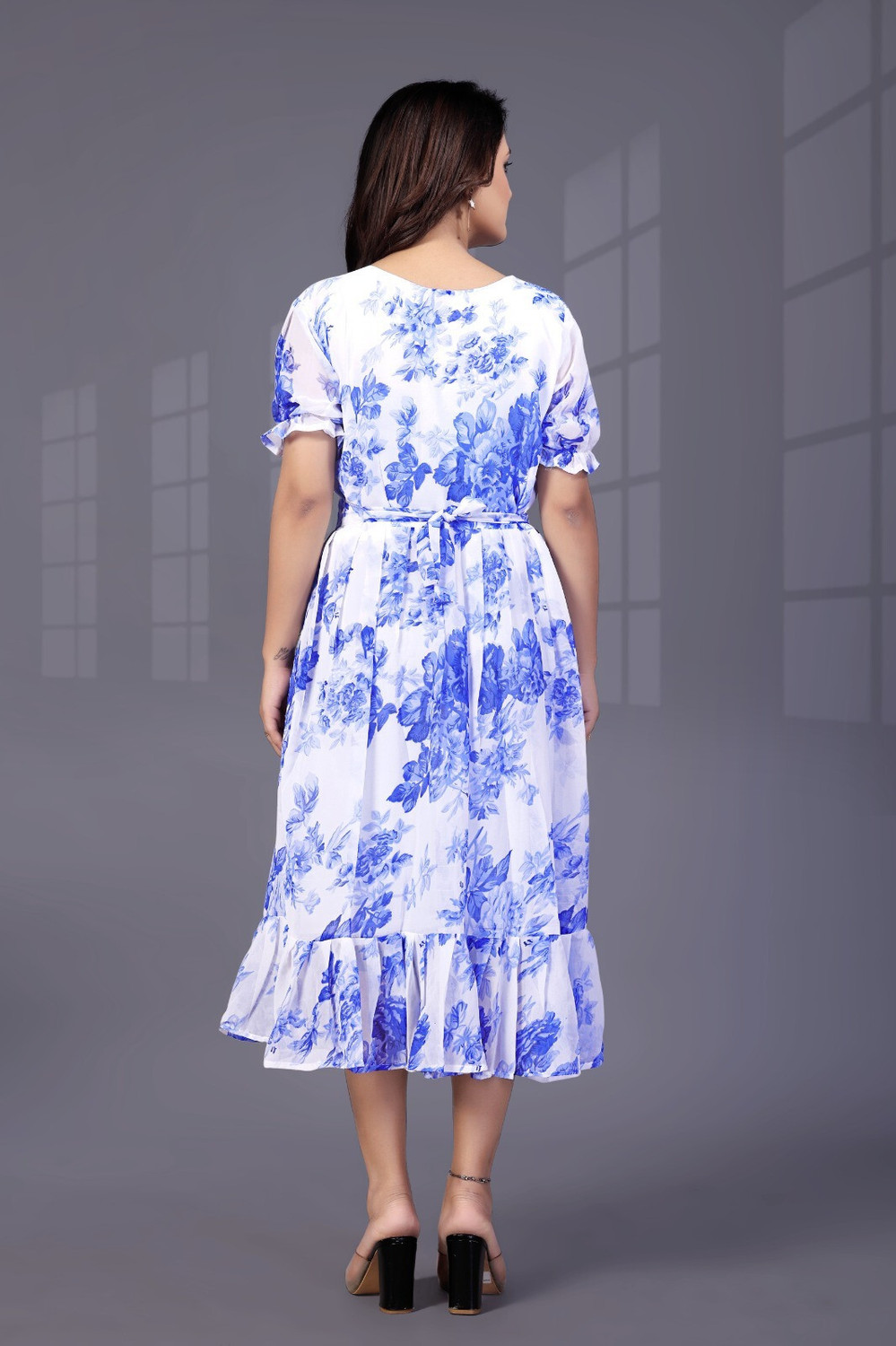Image of Nautiful Women Fit and Flare Multicolor Midi /Calf Length Dress