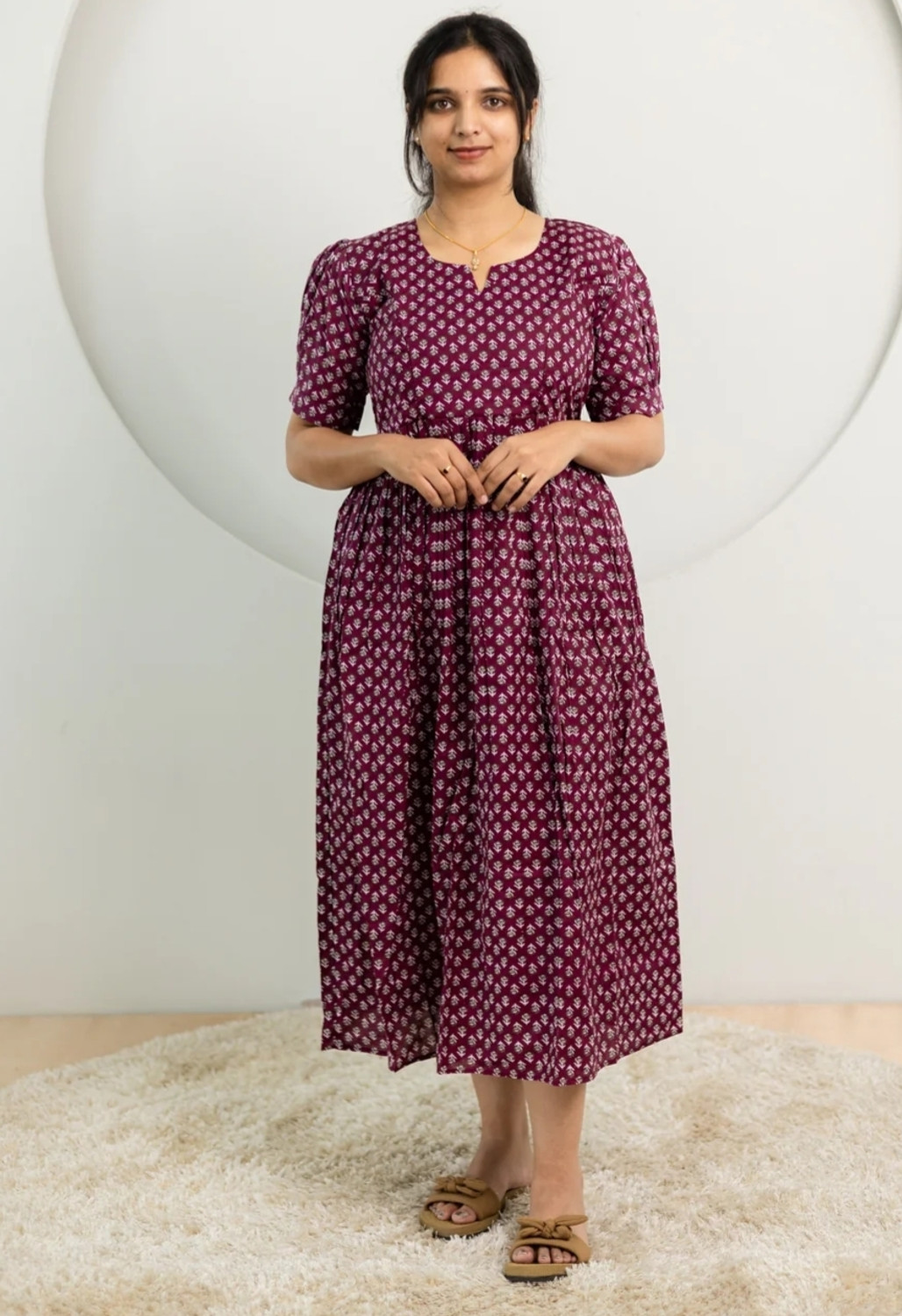 Image of Benicia Texthub Women A-line Maroon Above Knee /Mid Thigh Length Dress