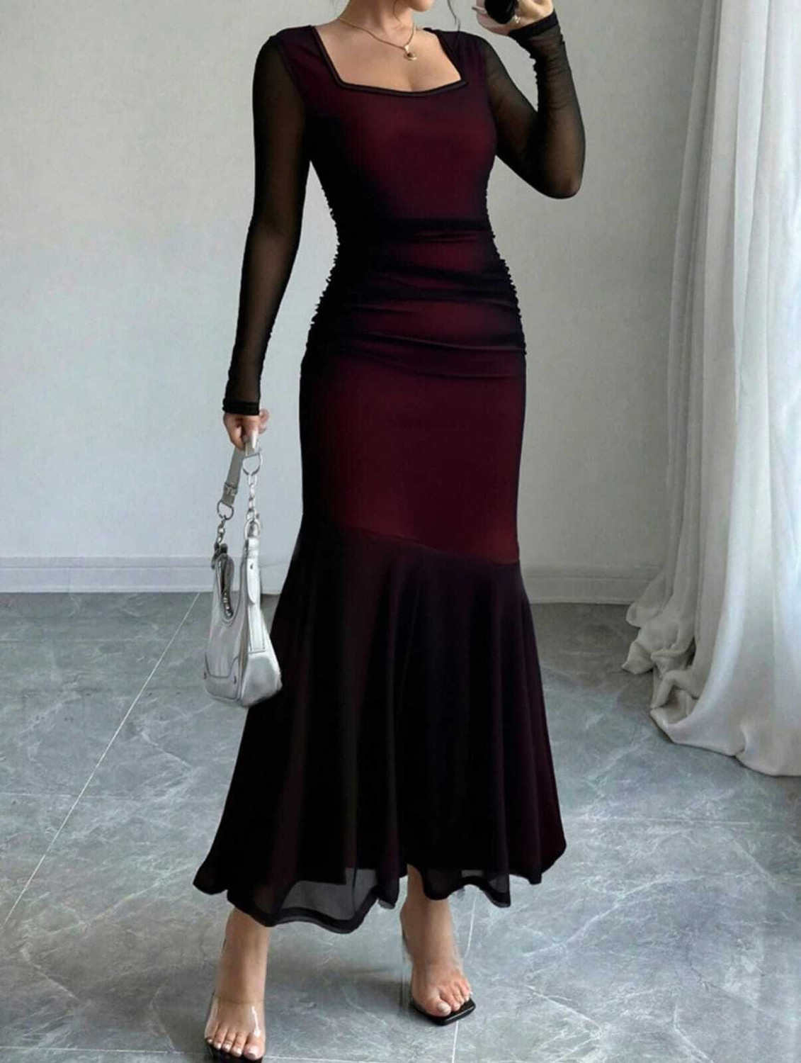 Image of Miss Chase Women A-line Dark Blue, Red Ankle Length Dress