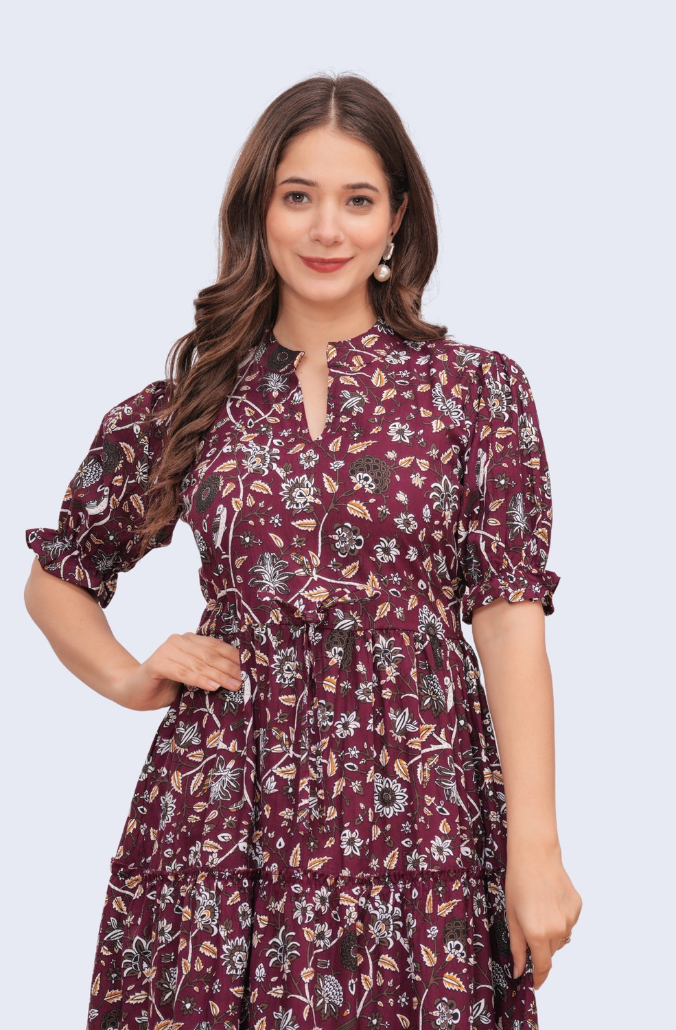 Image of Shopaxis Women Fit and Flare Maroon Maxi /Full Length Dress