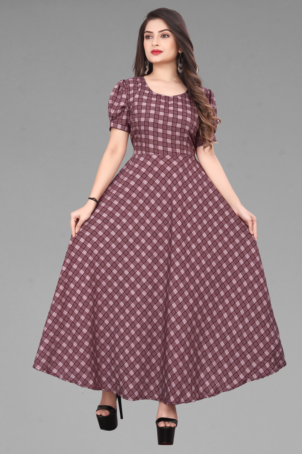 Image of Smartgod Women Fit and Flare Multicolor Maxi /Full Length Dress