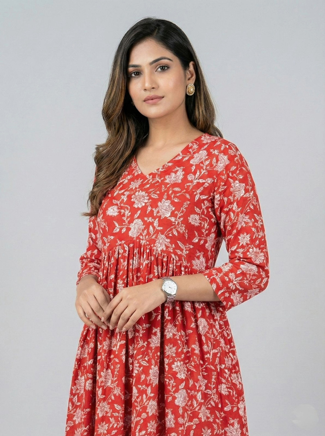 Image of PK Lifestyle Women Fit and Flare Red Midi /Calf Length Dress
