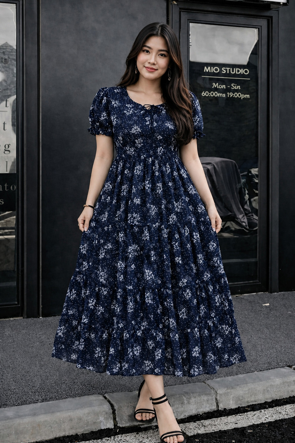 METRONAUT Women Blue Fit and Flare Midi Dress - Image 3