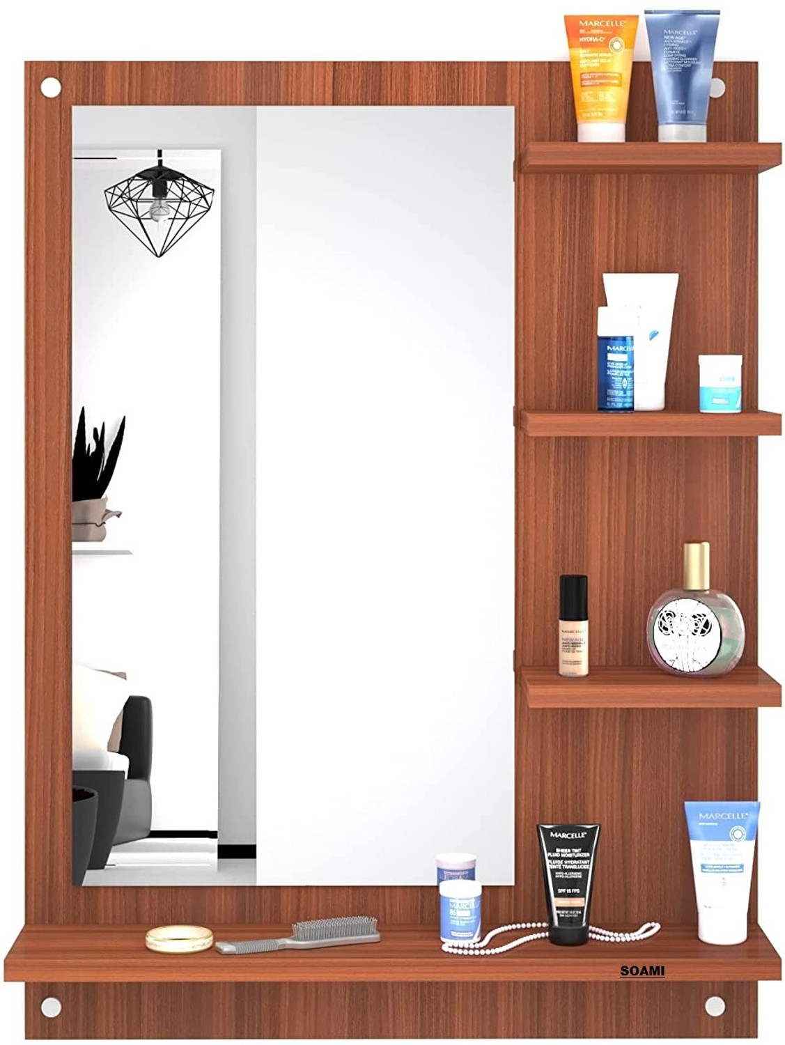 Image of DiamondF 2 Door Wooden Storage Cabinet 6 shelves with Lock | Multipurpose White Almirah Engineered Wood Almirah (Finish Color - Cream, Pre-assembled)