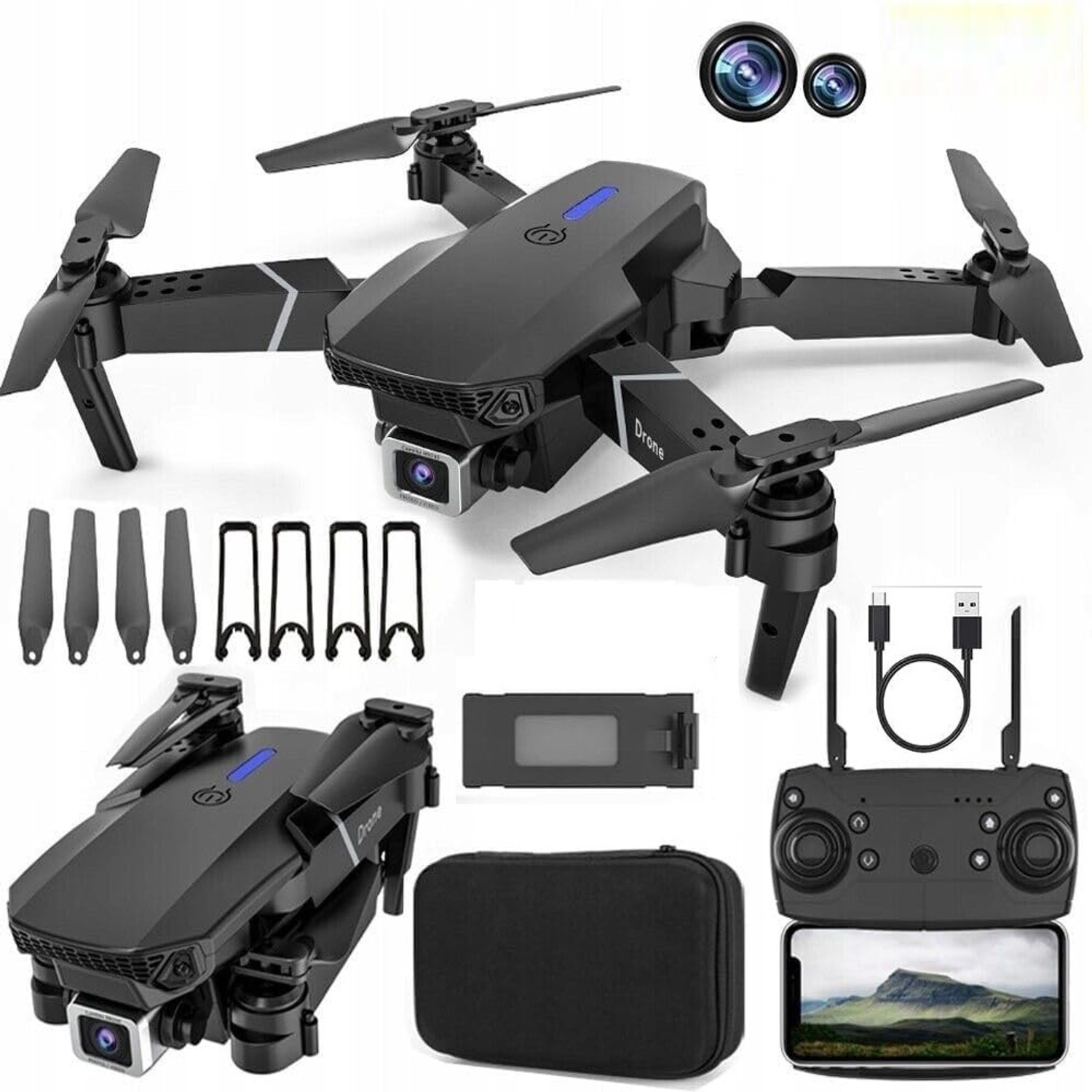 HIYADIKANS E88 Drone upgraded version 4k dual camera drone Smart Gestures-1PCS Drone Price in India - Buy HIYADIKANS E88 Drone upgraded version 4k dual camera drone Smart Gestures-1PCS Drone online at Flipkart.com