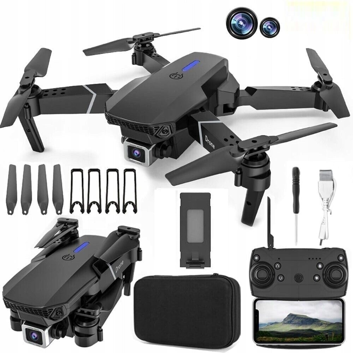 WALLINSTIK Drone with Dual 4K Camera for Adults | WiFi FPV RC Quadcopter with BatterY Drone Price in India - Buy WALLINSTIK Drone with Dual 4K Camera for Adults | WiFi FPV RC Quadcopter with BatterY Drone online at Flipkart.com