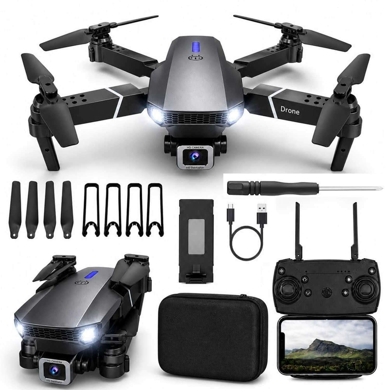 Image of FLORASTICK 4K Dual Camera Drone GPS Trajectory Flight Long Battery Life-WIFI-E88- Drone