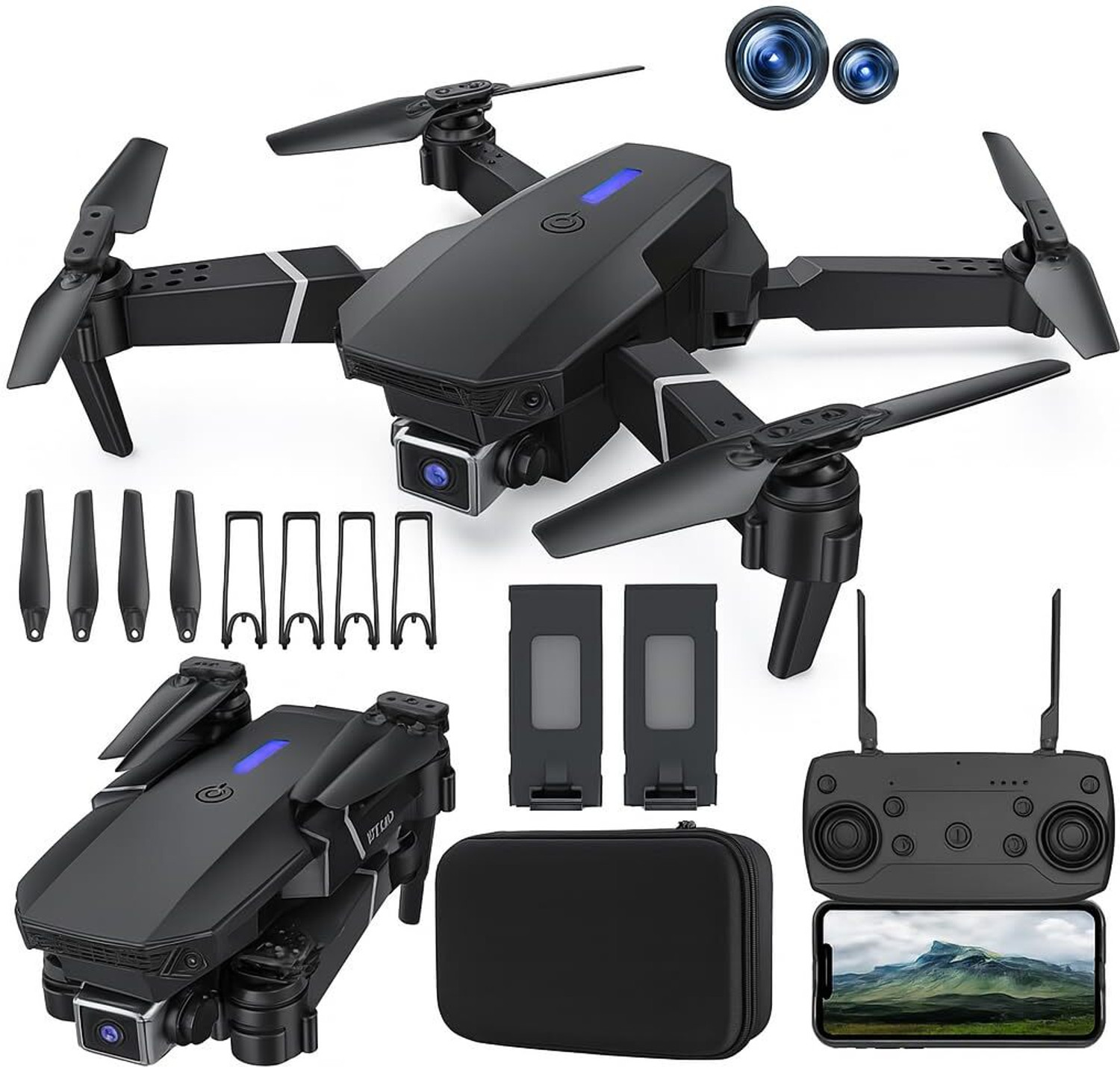 Image of VK MART E88 Pro Dual Camera 4K Foldable WiFi Drone Position Locking Drone