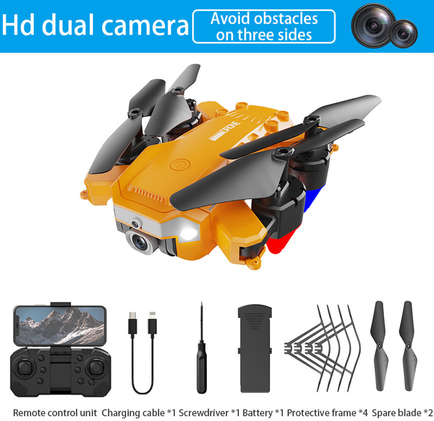 Image of PTCMart Drone J1 Avoidance Obstacles 1080P HQ Camera with Selfie 360 Flip Mode Foldable Drone