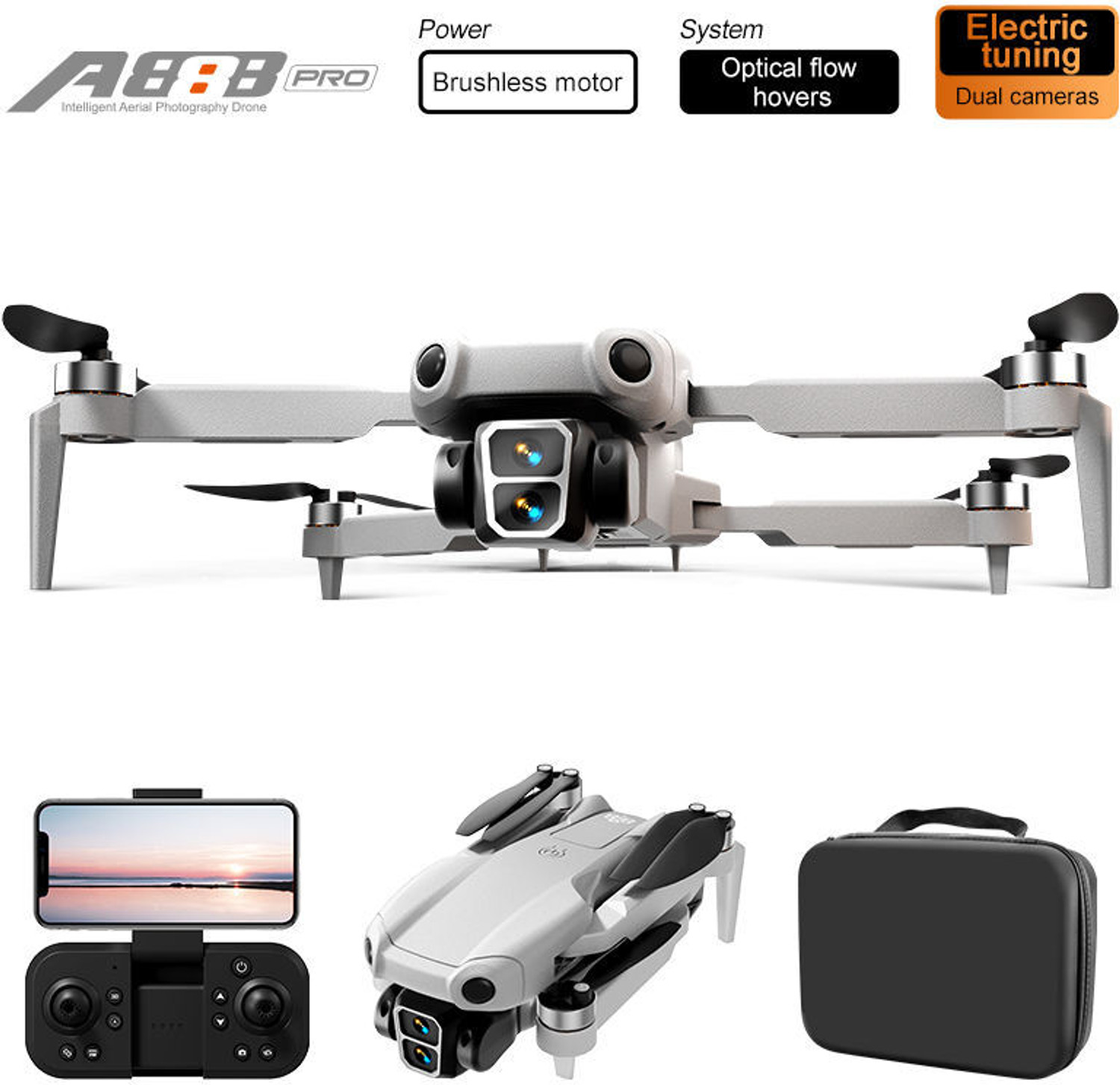 Image of PAPASpace 4K Dual Camera Drone with Obstacle Avoidance Brushless Motor WiFi FPV Gesture Drone