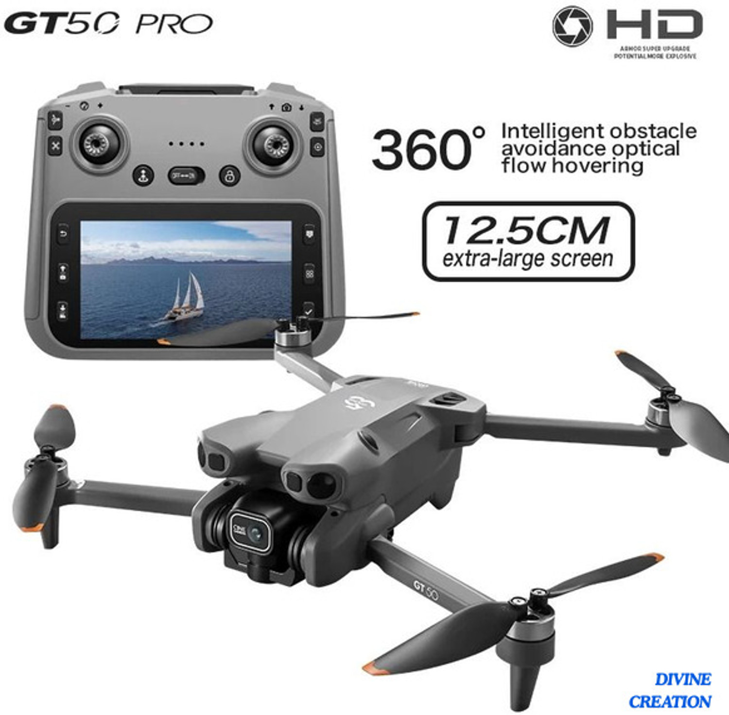 Image of Divine creation GT50 Pro Foldable 4K GPS Smart Drone with HD Camera,Optical Flow Positioning C2 Drone
