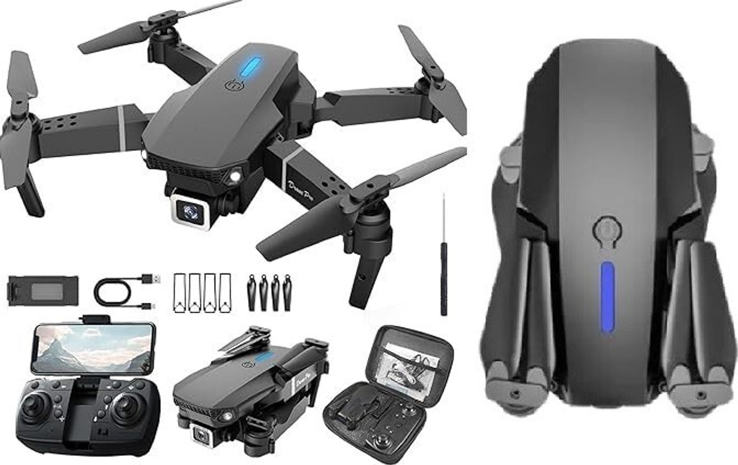 Image of VK MART E88 Pro Dual Camera 4K Foldable WiFi Drone Position Locking Drone