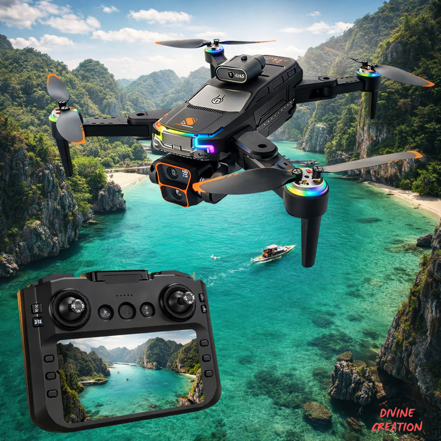 Image of Divine creation GT50 Pro Foldable 4K GPS Smart Drone with HD Camera,Optical Flow Positioning C2 Drone