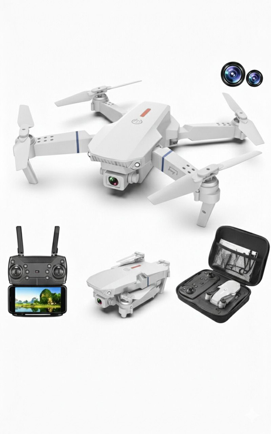 Image of VK MART E88 Pro Dual Camera 4K Foldable WiFi Drone Position Locking Drone