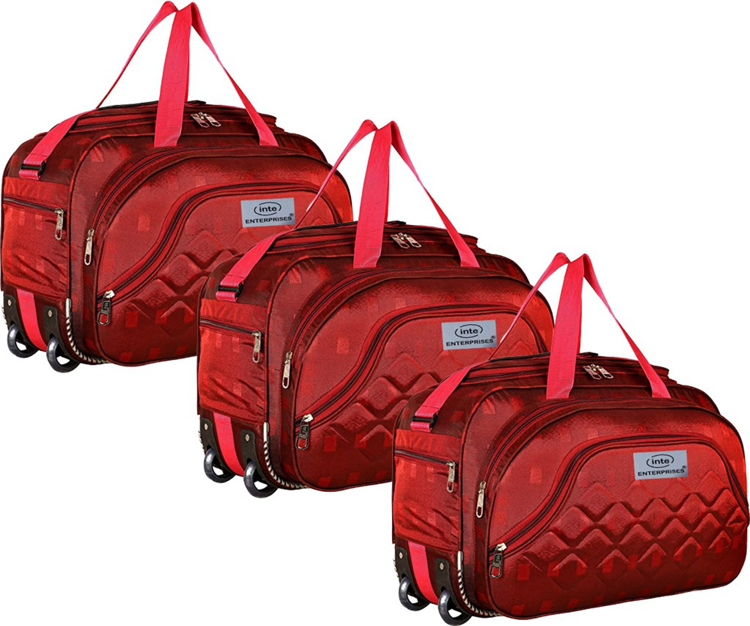 Image of Axen 60 L Strolley Duffel Bag - Combo Set of 3 Unisex Soft Body Luggage Bag, Medium (54 Cm) Travel Duffel Bag - Blue, Brown, Red - Large Capacity
