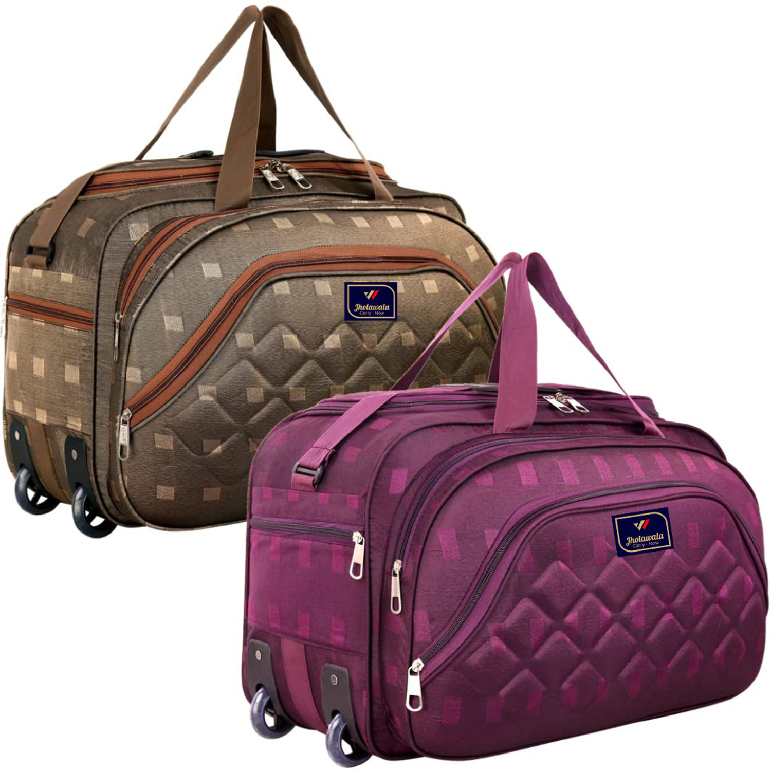 Image of N Choice 40 L Strolley Duffel Bag - 40 L Luggage Travel Duffel Bag with 2 Wheels (Blue) - Purple - Regular Capacity